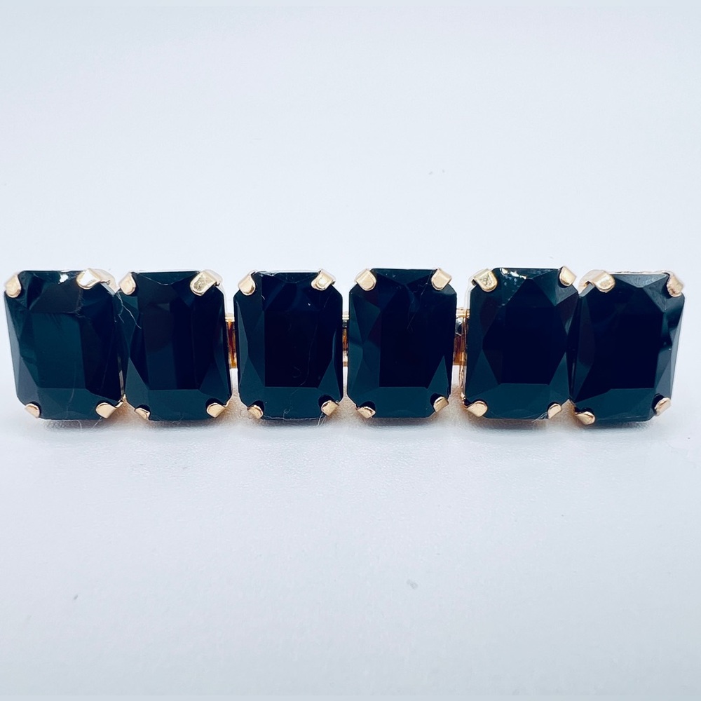 Six Rhinestone Alligator Hair Clip Black New